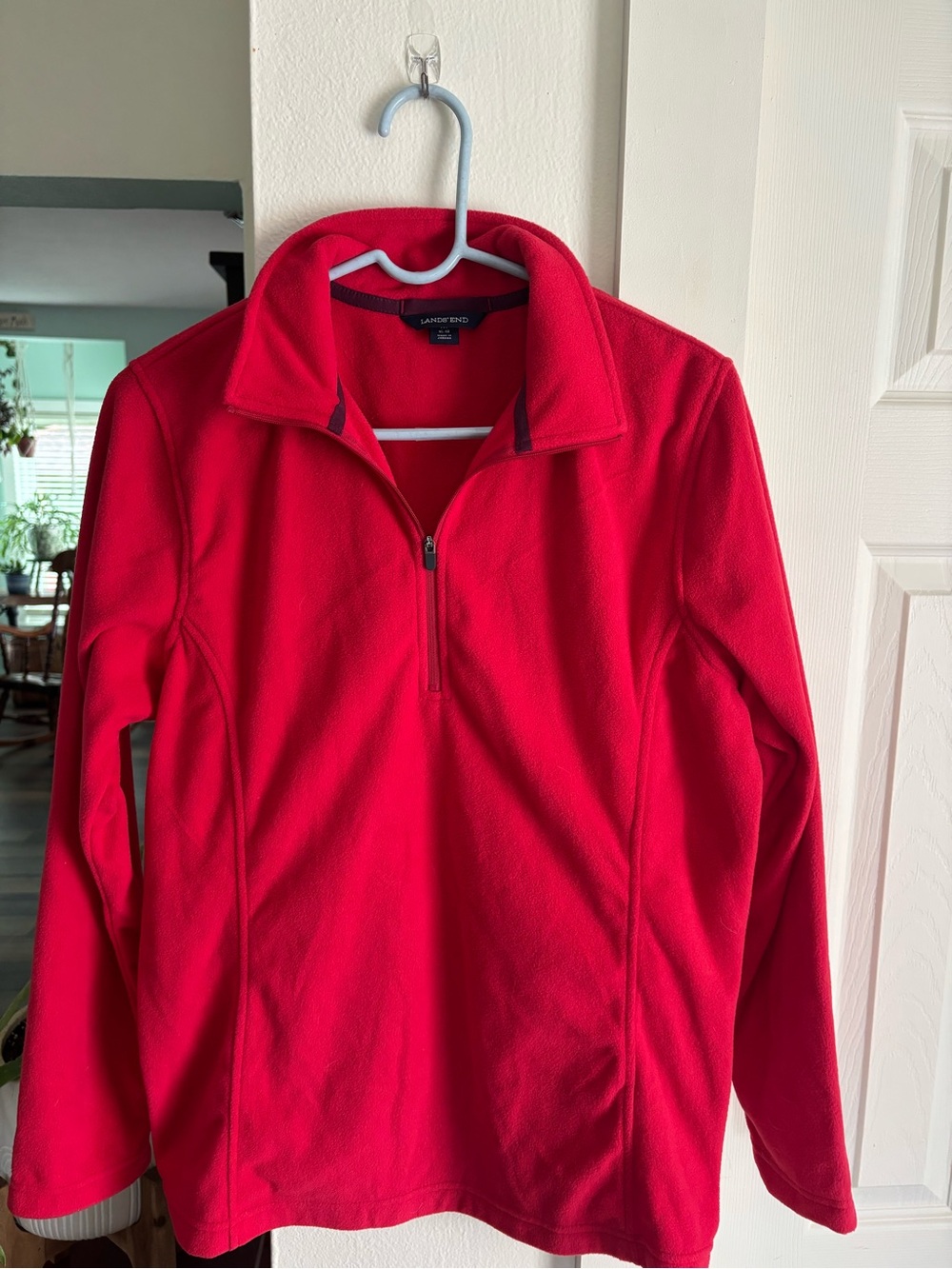 Lands' End Women's Bright Red Half-Zip Fleece Pullover
